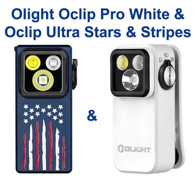 Olight Oclip Ultra Stars & Stripes & Oclip Pro White Clip-On Lights