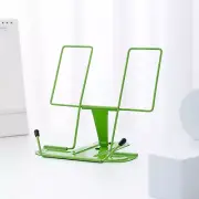 Adjustable Metal Book Stand for Desk, Portable Holder with Page Clips (Green)