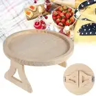 Natural Pine Wood Sofa Side Tables Round Portable and Foldable Sofa tiCLM