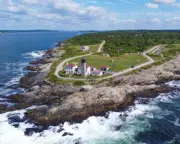 Art Print of Aerial View of the Beavertail Lighthouse in Jamestown, Rhode Island