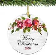 Merry Christmas Ornament 2022 Holly Porcelain Ornament Home D�cor Christmas Dec