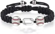 [XOYOYZU] Baseball Bracelets Gifts for Boys Athletes Jersey Handmade Braided Adjustable Initial Letter Bracelets Personalized Gifts for Men
