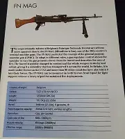 FN MAG Light Machine Gun Picture Out of Print Spec Sheet Display Art