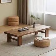 Rectangular Style Tatami Table, Japanese Coffee Table, Low Table for Sitting on The Floor, Floor Dining Table, for Living Room, Bedroom, Tatami Home,Reception, Office(Brown,80 * 50 * 38cm)