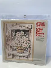 columbia minerva cross stitch picture kit daisies #6711 vintage 1977 new/sealed
