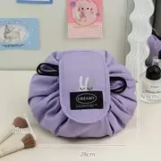 Momoi - Applique Drawstring Travel Makeup Bag Purple - One Size