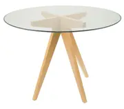 SK Designer Living Jean Prouve Inspired Round Glass Dining Table - 100cm