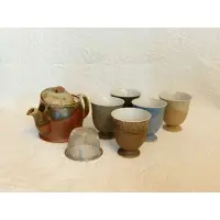 在飛比找蝦皮購物優惠-全新 日本灶師陶瓷茶具7件組 茶壺茶杯濾網泡茶組