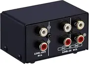 RAYWE Audio Switcher RCA 2 in 1 Out/1 in 2 Out A/B Switch Stereo Audio Splitter Box with No Distortion RCA Jack for Switching Between Computer Speakers and Headphones