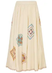 Zimmermann Ottie Doily Crochet-panelled Cotton Midi Skirt - Multicoloured 1 - 1 (UK 10 / S) 1 (UK 10 / S)
