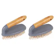 2x White Magic Eco Basics Bamboo Bathroom/Shower Brush/Scrub Sink/Tile Cleaner