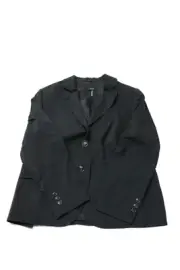 BASLER Womens Two Button Notched Lapel Blazer Jacket Black Wool Size FR 24