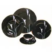 MIKASA OPUS BLACK 5 Piece Place Setting made in Japan FK701 NEW NEVER USED