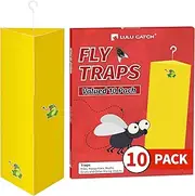 [LULUCATCH] Sticky Fly Trap Indoor, 10 Pack Hanging Flies Catcher Fungus Gnat Traps, Yellow Sticky Traps for Flying Insects Fruit Fly, Non Toxic Odorless Bug Catcher, Pet Safe Pest Control
