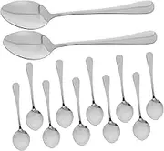 SHOWERORO 12pcs Stainless Steel Spoons Ergonomic Non Slip Grooves Unique Japanese Rice Spoon for Porridge Dessert and Easy to Clean Utensils for Home and Parties
