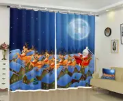 3D Moon Antelope O13 Christmas Photo Curtain Printing Fabric Window An