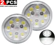 2X LED Tractor Light Round Flood Light Hi/Lo Beam For John Deere Combine 3300
