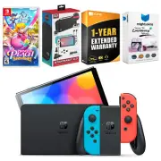 Nintendo Switch Neon Red/Blue OLED + Pokemon: Let's Go, Eevee! + Accessory Kit