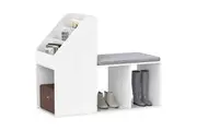 Giantex Shoe Rack Storage Bench w/Removable Seat Cushion Entryway Shoe Cabinet White