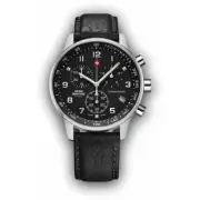 Swiss Military SM34012.05 Minimalist Black Leather Strap Chronograph Men's Watch