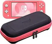 ButterFox Slim Carrying Case for Nintendo Switch Lite,19 Game and 2 Micro SD Card Holders, Storage for Switch Lite Accessories (Coral Pink/Black)