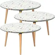 Round Fitted Tablecloth with Elastic Edge, Waterproof Oil Proof Table Cover, Round Outdoor Tablecloth, Flannel Backed Wipeable Table Protector Fits 35''-43"/43"-55'' Diameter Round Tables (3)
