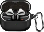 Compatible with Galaxy Buds 3 Pro Case, Lamshaw Soft Silicone Protective Case with Keychain, for Women Men Protective Case Compatible with Galaxy Buds 3, Buds3 Pro (Black, Buds3/Buds3 Pro)