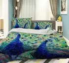 3D Green Peacock NAO3428 Bed Pillowcases Quilt Duvet Cover Set Queen King Fay