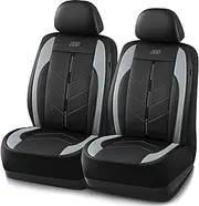 Skechers Car Seat Covers,Luxury Faux Leather Seat Covers,Waterproof Anti Slip Car Seat Protector Front Seats,Car Accessories Airbag Universal Fit for Most Cars,Vans,Trucks,SUV,Grey