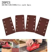 60/80/120/240# 20pcs Sanding Sheet Sandpaper Abrasive Tool Hook&Loop Hot