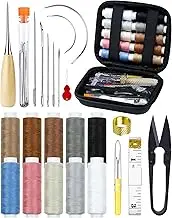 PLANTIONAL Upholstery Repair Sewing Kit: 47 Pieces Heavy Duty Sewing Kit with Sewing Awl, Seam Ripper, Leather Hand Sewing Stitching Needles, Sewing Thread for Car, Sofa, Backpack, Shoe, Craft DIY