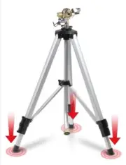 YAMATIC Impact Sprinkler on Adjustable Tripod Base, 360 36inch, Brass Head