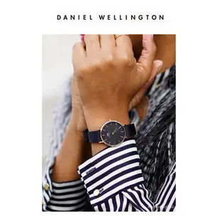 Daniel Wellington DW 錶帶 Petite Cornwall 16mm寂靜黑織紋錶帶-玫瑰金 DW00200227