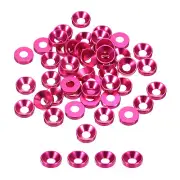 M4 Countersunk Washers,Anodized Aluminum Gaskets for Screw RC,50PCS(Rose Red)