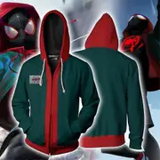 Nmaov Spider-man:into The Spider Verse Miles Morales Adult Halloween Hoodies Hoody Mens Jacket Coat Hooded M
