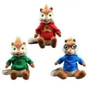 3pcs Alvin and The Chipmunks Theodore Simon Plush Stuffed Animal Doll Toys
