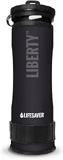 LifeSaver Liberty | Water Filter Bottle - 400ml Small Water Bottle & Water Purifier for Travel & Hiking, Lightweight Design, Removes 99.99% of Viruses, Bacteria & Cysts, Purifies 2000L (Black)