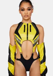 [Namilia] Yellow Moto Cut-Out Bodysuit
