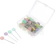 Gogogmee 100pcs Button Shape Sewing Head Pins for Quilting and Positioning Durable Wire and Easy to Insert for Craft Lovers Convenient Storage Box Included
