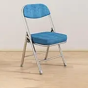 Retro Folding Chairs with Padded Seats, Corduroy Fold Up Chair, Portable Stackable Commercial Seat, Home Dining Chairs with Backrest, Load-Bearing 200kg(Blue)
