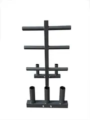 Olympic Weight Tree Bar Rack Holder Storage - Rack Home Gym Heavy Duty Steel - 6 Weight Plate Spokes, 6 Gym Bar Spokes