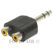 Dual RCA Female Jacks to 1/4" 6.35mm Stereo Male Y Splitter Audio Cable Adapter