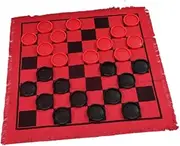 Giant Checkers Board Game Set Classic 3 in 1 Floor Game Mat for Family Camping Party Draughts Jumbo Toe Game, red