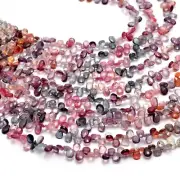 AAA+ Natural Multi Spinel Gemstone 7x5mm Pear Briolette Faceted Beads |8" Strand