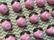 12pc Peaches Resin Flatback, Fruit, Cabochon, Slime Charm, Bow Center