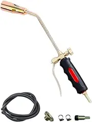 A propane torch can be used for a variety of purposes, such as melting ice, welding. It has a 4-foot-long hose, and it can also be used as a torch kit for a fireplace and burning charcoal.