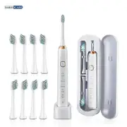 Toothbrushes for S100 Ultrasonic Sonic Electric 8 Head Toothbrush IPX7 Waterpro Rechargeable USB Travel Case Kids S100 White 8 heads