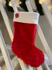 FAUX FUR CHRISTMAS STOCKING RED W/WHITE CUFF 19" Wondershop Target