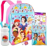 Disney Princess Backpack with Lunch Box Set - Bundle with 16” Princess Backpack, Disney Princess Lunch Box, Water Bottle, Stickers, More | Disney Princess Backpack for Girls, Disney Princess Lunch