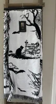 Curious By Cynthia Rowley HALLOWEEN Graveyard Scene Throw Blanket Tapestry NEW